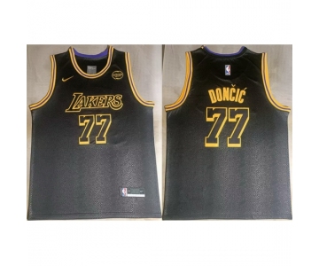 Men Los Angeles Lakers #77 Luka Docic Black 2025 Stitched Basketball Jersey 1