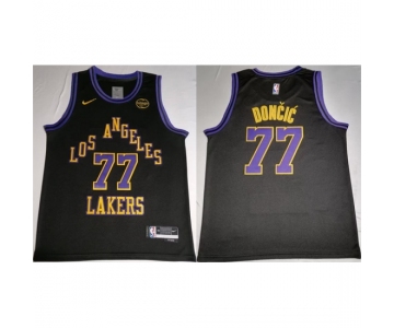 Men Los Angeles Lakers #77 Luka Docic Black 2025 Stitched Basketball Jersey