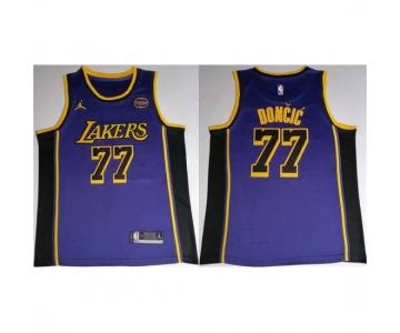 Men Los Angeles Lakers #77 Luka Docic Puple 2025 Stitched Basketball Jersey