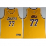 Men Los Angeles Lakers #77 Luka Docic Yellow 2025 Stitched Basketball Jersey