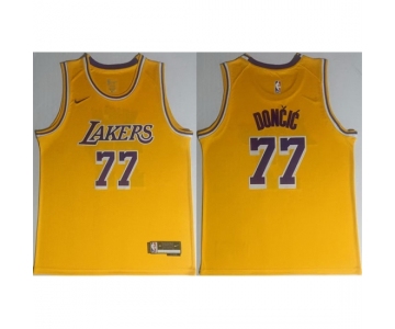 Men Los Angeles Lakers #77 Luka Docic Yellow 2025 Stitched Basketball Jersey