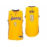 Men Los Angeles Lakers #9 Luol Deng Home Gold New Swingman Jersey