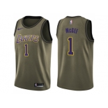 Men Nike Los Angeles Lakers #1 JaVale McGee Green NBA Swingman Salute to Service Jersey