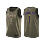 Men Nike Los Angeles Lakers #1 Kentavious Caldwell-Pope Green Salute to Service NBA Swingman Jersey