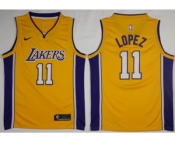 Men Nike Los Angeles Lakers #11 Brook Lopez Gold NBA Swingman Jersey