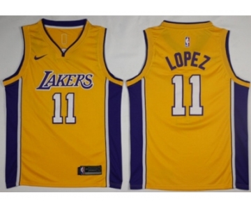 Men Nike Los Angeles Lakers #11 Brook Lopez Gold NBA Swingman Jersey