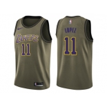 Men Nike Los Angeles Lakers #11 Brook Lopez Green Salute to Service NBA Swingman Jersey