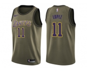 Men Nike Los Angeles Lakers #11 Brook Lopez Green Salute to Service NBA Swingman Jersey