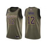 Men Nike Los Angeles Lakers #12 Vlade Divac Green Salute to Service NBA Swingman Jersey