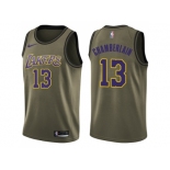 Men Nike Los Angeles Lakers #13 Wilt Chamberlain Green Salute to Service NBA Swingman Jersey