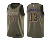 Men Nike Los Angeles Lakers #13 Wilt Chamberlain Green Salute to Service NBA Swingman Jersey