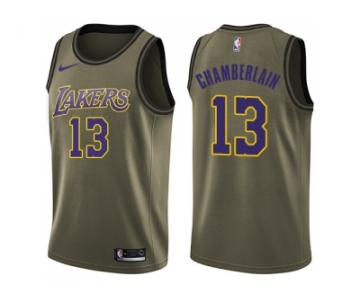 Men Nike Los Angeles Lakers #13 Wilt Chamberlain Green Salute to Service NBA Swingman Jersey