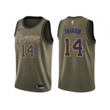 Men Nike Los Angeles Lakers #14 Brandon Ingram Green Salute to Service NBA Swingman Jersey