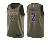 Men Nike Los Angeles Lakers #2 Derek Fisher Green Salute to Service NBA Swingman Jersey