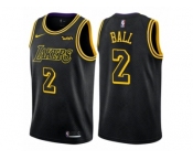 Men Nike Los Angeles Lakers #2 Lonzo Ball Authentic Black City Edition NBA Jersey