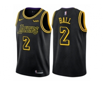 Men Nike Los Angeles Lakers #2 Lonzo Ball Authentic Black City Edition NBA Jersey