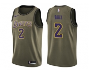 Men Nike Los Angeles Lakers #2 Lonzo Ball Green Salute to Service NBA Swingman Jersey