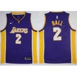 Men Nike Los Angeles Lakers #2 Lonzo Ball Purple NBA Swingman Jersey