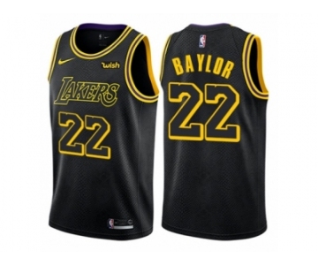 Men Nike Los Angeles Lakers #22 Elgin Baylor Authentic Black City Edition NBA Jersey