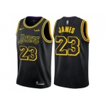 Men Nike Los Angeles Lakers #23 LeBron James Black NBA Swingman City Edition Jerse