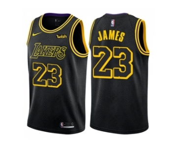 Men Nike Los Angeles Lakers #23 LeBron James Black NBA Swingman City Edition Jerse