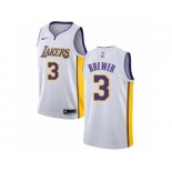 Men Nike Los Angeles Lakers #3 Corey Brewer Authentic White NBA Jersey - Association Edition