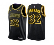 Men Nike Los Angeles Lakers #32 Magic Johnson Authentic Black City Edition NBA Jersey