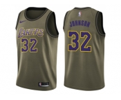 Men Nike Los Angeles Lakers #32 Magic Johnson Green Salute to Service NBA Swingman Jersey