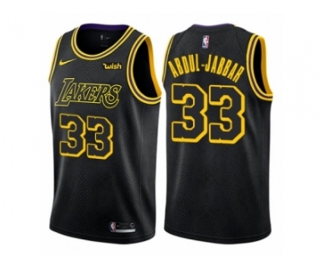 Men Nike Los Angeles Lakers #33 Kareem Abdul-Jabbar Authentic Black City Edition NBA Jersey