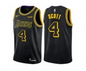 Men Nike Los Angeles Lakers #4 Byron Scott Authentic Black City Edition NBA Jersey