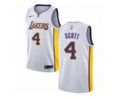 Men Nike Los Angeles Lakers #4 Byron Scott Authentic White NBA Jersey - Association Edition