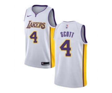 Men Nike Los Angeles Lakers #4 Byron Scott Authentic White NBA Jersey - Association Edition