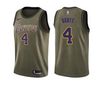 Men Nike Los Angeles Lakers #4 Byron Scott Green Salute to Service NBA Swingman Jersey