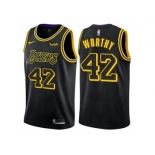 Men Nike Los Angeles Lakers #42 James Worthy Authentic Black City Edition NBA Jersey