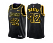 Men Nike Los Angeles Lakers #42 James Worthy Authentic Black City Edition NBA Jersey