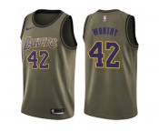 Men Nike Los Angeles Lakers #42 James Worthy Green Salute to Service NBA Swingman Jersey