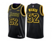 Men Nike Los Angeles Lakers #52 Jamaal Wilkes Authentic Black City Edition NBA Jersey