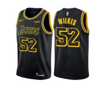 Men Nike Los Angeles Lakers #52 Jamaal Wilkes Authentic Black City Edition NBA Jersey