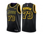 Men Nike Los Angeles Lakers #73 Dennis Rodman Authentic Black City Edition NBA Jersey