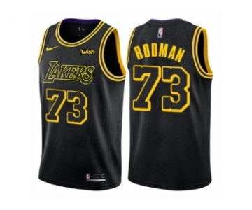 Men Nike Los Angeles Lakers #73 Dennis Rodman Authentic Black City Edition NBA Jersey