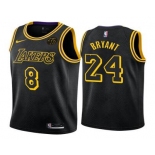 Men Nike Los Angeles Lakers 8/24 Kobe Bryant Swingman Black NBA Jersey City Edition