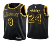 Men Nike Los Angeles Lakers 8/24 Kobe Bryant Swingman Black NBA Jersey City Edition