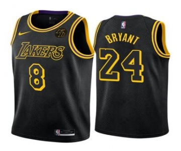 Men Nike Los Angeles Lakers 8/24 Kobe Bryant Swingman Black NBA Jersey City Edition