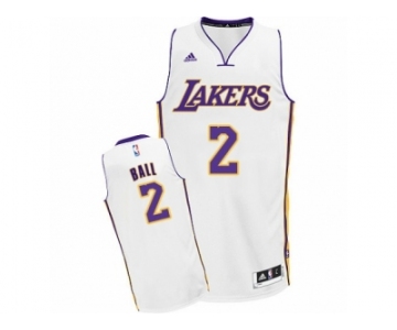 Men's Adidas Los Angeles Lakers #2 Lonzo Ball Swingman White Alternate NBA Jersey