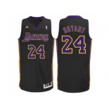 Men's Adidas Los Angeles Lakers #24 Kobe Bryant Authentic Black(Purple NO.) NBA Jersey