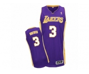 Men's Adidas Los Angeles Lakers #3 Corey Brewer Authentic Purple Road NBA Jersey