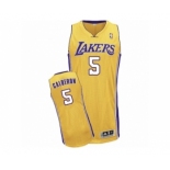 Men's Adidas Los Angeles Lakers #5 Jose Calderon Authentic Gold Home NBA Jersey