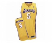 Men's Adidas Los Angeles Lakers #5 Jose Calderon Authentic Gold Home NBA Jersey