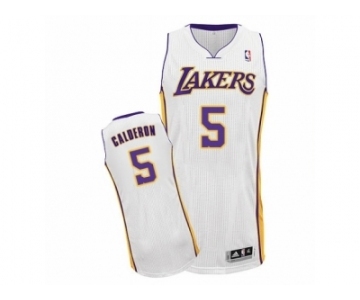 Men's Adidas Los Angeles Lakers #5 Jose Calderon Authentic White Alternate NBA Jersey