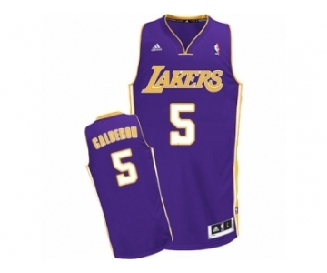 Men's Adidas Los Angeles Lakers #5 Jose Calderon Swingman Purple Road NBA Jersey